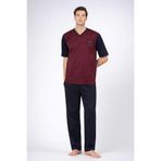 Pierre Cardin Jakarlı Kısakol Erkek Pijama Takımı, Bordo, 2XL