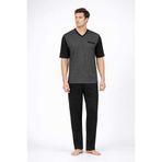 Pierre Cardin Jakarlı Kısakol Erkek Pijama Takımı, V Yaka, 3'lü Set, Siyah, L Beden