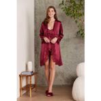Pierre Cardin Kadın 4'lü Bordo Saten Takım Gelin Çeyiz Seti 7045