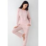 Pierre Cardin Kadın Açık Pembe Pijama Takım, %50 Pamul %50 Modal Kumaş - 3XL