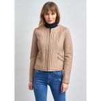 Pierre Cardin Kadın Bej Bisiklet Yaka Kapitone Deri Ceket - 38