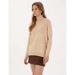 Pierre Cardin Kadın Bej Comfort Fit Tam Balıkçı Yaka Basic Kazak 50316385-VR011 - XS