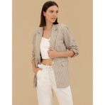Pierre Cardin Kadın Bej Keten Karışımlı Comfort Fit Ceket 50263093-VR011 - 42 - Dropsuz