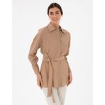 Pierre Cardin Kadın Bej Oversize Uzun Kollu Gömlek 50306501-VR011 - 42