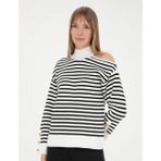 Pierre Cardin Kadın Beyaz Omuz Detaylı Comfort Fit Kazak 50280229-VR139 - XL - Multicolor
