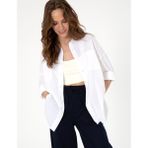 Pierre Cardin Kadın Beyaz Oversize Keten Karışımlı Uzun Kollu Gömlek 50313128-VR013 - 38