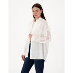 Pierre Cardin Kadın Beyaz Oversize Uzun Kollu %100 Keten Gömlek 50301124-VR013 - 38