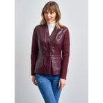 Pierre Cardin Kadın Bordo Çift Cepli Örme Kol Deri Ceket - 48