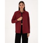 Pierre Cardin Kadın Bordo Oversize Uzun Kollu Gömlek 50318232-VR014 - 38