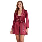 Pierre Cardin Kadın Bordo Saten Dantelli Gecelik Sabahlık 4'lü Takım, XL Beden