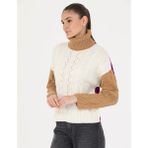 Pierre Cardin Kadın Camel Crop Top Balıkçı Yaka Kazak 50277148-VR015