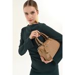 Pierre Cardin Kadın Camel Monogram Desenli Ayarlanabilir Askılı Suni Deri Omuz Çantası