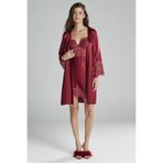 Pierre Cardin Kadın Dantelli Saten Gecelik, 6'lı Set, Bordo, S Beden
