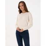 Pierre Cardin Kadın Ekru Comfort Fit Bisiklet Yaka Basic Kazak 50316393-VR019