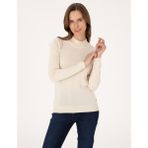 Pierre Cardin Kadın Ekru Slim Fit Yarım Balıkçı Basic Kazak 50315768-VR019 - XS
