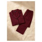 Pierre Cardin Kadın Gömlek Yaka Düğmeli Pijama Takımı,%50 Modal%50 Pamuklu, Kırmızı, XL