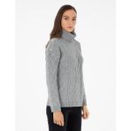 Pierre Cardin Kadın Gri Melanj Regular Fit Balıkçı Yaka Kazak 50294435-VR086