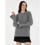 Pierre Cardin Kadın Gri Melanj Regular Fit Yün Kazak 50296484-VR086 - S
