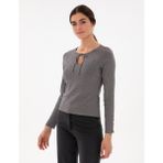 Pierre Cardin Kadın Gri Melanj Slim Fit Kazak 50290555-VR086 - XS