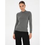 Pierre Cardin Kadın Gri Melanj Slim Fit Yarım Balıkçı Yaka Basic Kazak 50315768-VR086 - XS