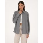Pierre Cardin Kadın Gri Oversize Uzun Kollu Gömlek 50318232-VR024 - 42