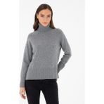 Pierre Cardin Kadın Gri Regular Fit Balıkçı Yaka Yün Kazak 50296491-VR086 - Gri Melanj