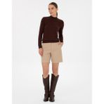 Pierre Cardin Kadın Kahverengi Slim Fit Yarım Balıkçı Yaka Basic Kazak 50315768-VR029 - XL