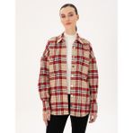 Pierre Cardin Kadın Kırmızı Oversize Uzun Kollu Gömlek 50292294-VR030 - 36