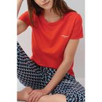 Pierre Cardin Kadın Kısa Kol Desenli Kaprili Pijama Takımı, Pastel Kırmızı, S Beden