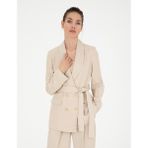 Pierre Cardin Kadın Kum Keten Karışımlı Regular Fit Ceket 50282080-VR085 - 34 - Dropsuz