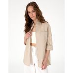 Pierre Cardin Kadın Kum Oversize Uzun Kollu Gömlek 50313596-VR085 - 42