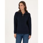 Pierre Cardin Kadın Lacivert Comfort Fit Fermuarlı Dik Yaka Kazak 50316329-VR033 - S