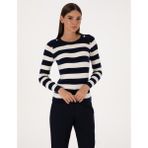 Pierre Cardin Kadın Lacivert Slim Fit Düğme Detaylı Kazak 50310972-VR033