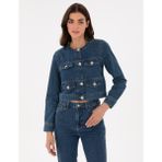 Pierre Cardin Kadın Mavi Crop Top Jean Ceket 50306930-VR036 - 34 - Dropsuz
