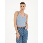 Pierre Cardin Kadın Mavi Crop Top Triko Bluz 50284799-VR249 - XL