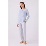Pierre Cardin Kadın Mavi Uzun Kol Pijama Takım PC8888-S