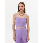 Pierre Cardin Kadın Mor Crop Top Kolsuz Bluz 50269351-VR149 - 40 - Eflatun