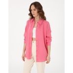 Pierre Cardin Kadın Pembe Oversize Uzun Kollu %100 Keten Gömlek 50301078-VR041 - 36
