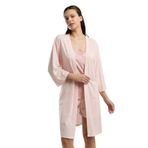 Pierre Cardin Kadın Pembe Sabahlık Takım, 3'lü Set, Truvakar Kol, L Beden