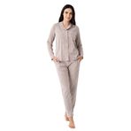 Pierre Cardin Kadın Pijama Takımı, Kahverengi, Uzun Kol, L Beden