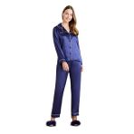 Pierre Cardin Kadın Pijama Takımı, Lacivert, Saten Biyeli, M Beden