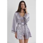 Pierre Cardin Kadın Pijama Takımı, Sabahlıklı İp Askılı Saten Dantelli Şort, Royal, S Beden