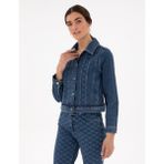 Pierre Cardin Kadın Saks Crop Top Jean Ceket 50306747-VR032 - Koyu Mavi - Dropsuz - 36