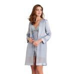 Pierre Cardin Kadın Saten Dörtlü Çeyiz Seti, Dantelli Pijama Şort & Kombi Takım, Mist, S Beden