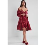 Pierre Cardin Kadın Saten Gecelik Takımı 4050 Bordo