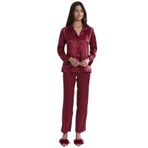 Pierre Cardin Kadın Sırtı Dantel Saten Pijama Takımı 1438