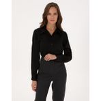 Pierre Cardin Kadın Siyah Comfort Fit Uzun Kollu Gömlek 50318218-VR046 - 40