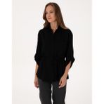 Pierre Cardin Kadın Siyah Comfort Fit Uzun Kollu Gömlek 50318228-VR046 - 38