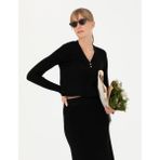 Pierre Cardin Kadın Siyah Ex Slim Fit V Yaka Kazak 50276214-VR046