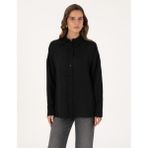Pierre Cardin Kadın Siyah Oversize Uzun Kollu Gömlek 50301078-VR046 - 38